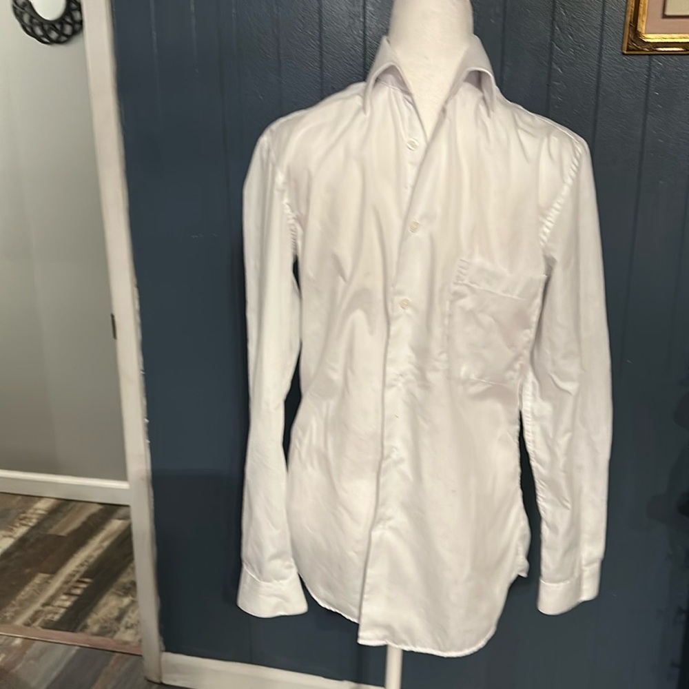 white dress shirt by Henri Picard. Single needle tailoring. Size 14 1/2 32/33